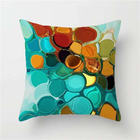 orange teal throw pillows